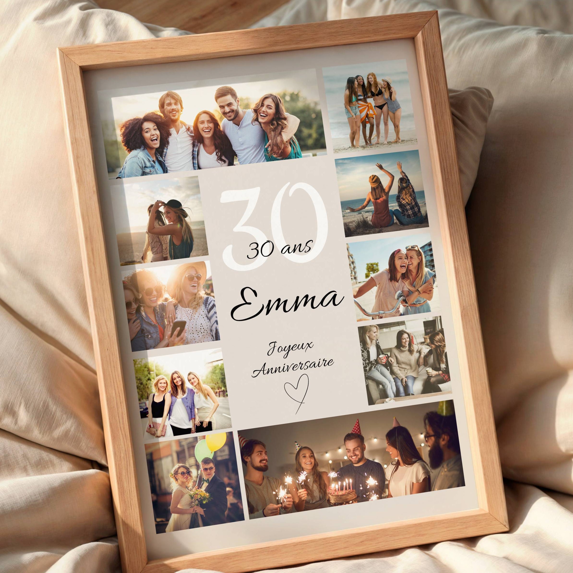 Affiche anniversaire 30 ans personnalisée avec photos souvenir