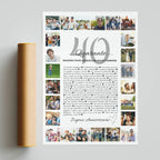 Idée cadeau homme 40 ans original affiche personnalisée avec photos