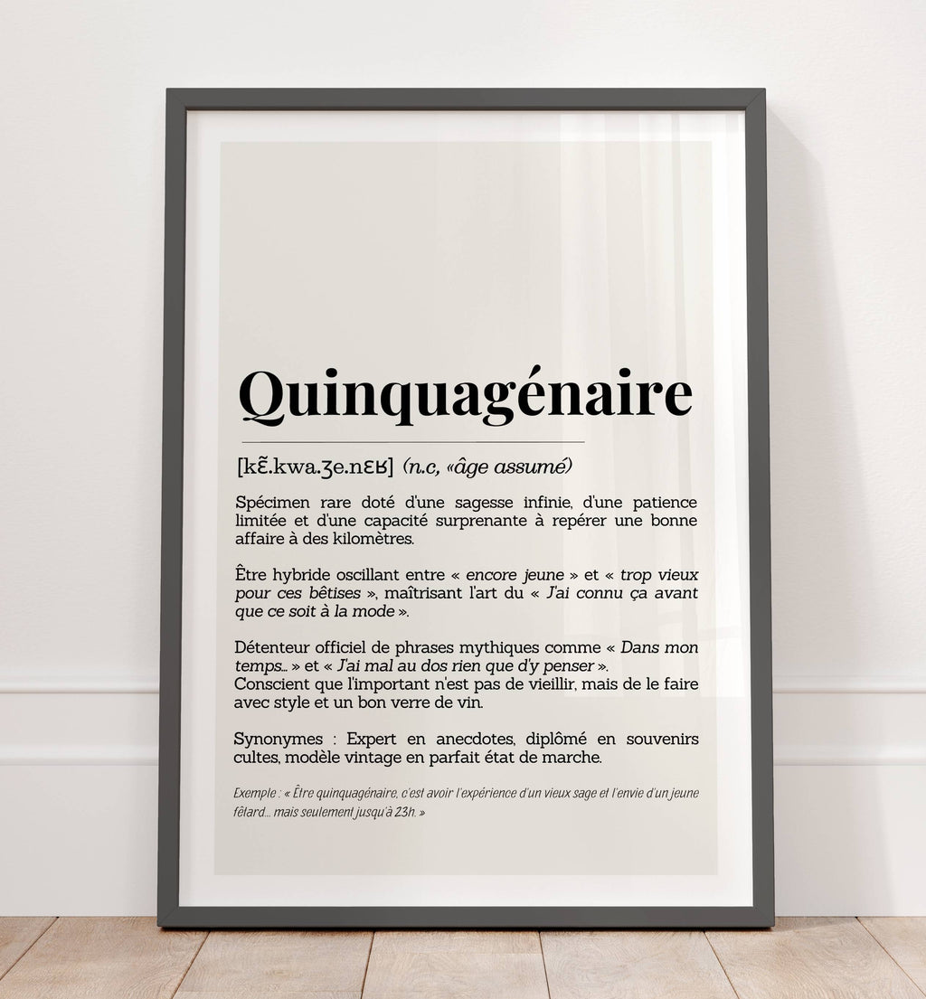 Affiche 50 ans humour – Dictionnaire Quinquagénaire