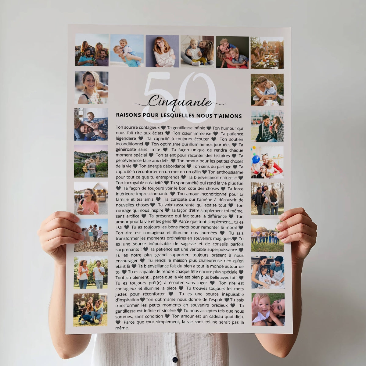 Cadeau 50 ans personnalisé – Affiche anniversaire avec photos