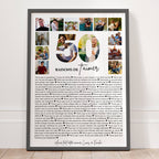 Affiche personnalisée 50 raisons de t’aimer avec photos souvenirs et signatures personnalisées pour anniversaire 50 ans