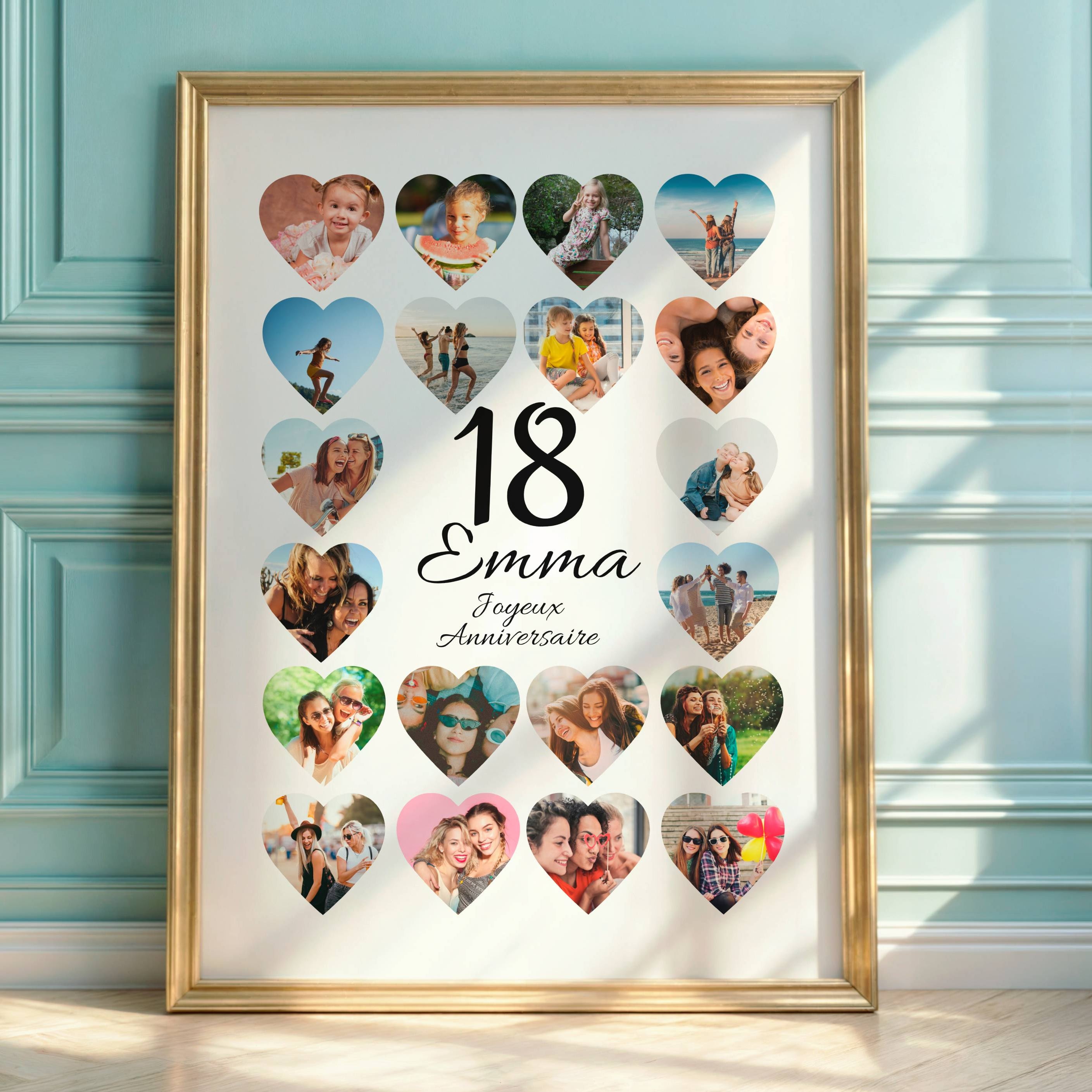 Affiche photo cœur 18 ans