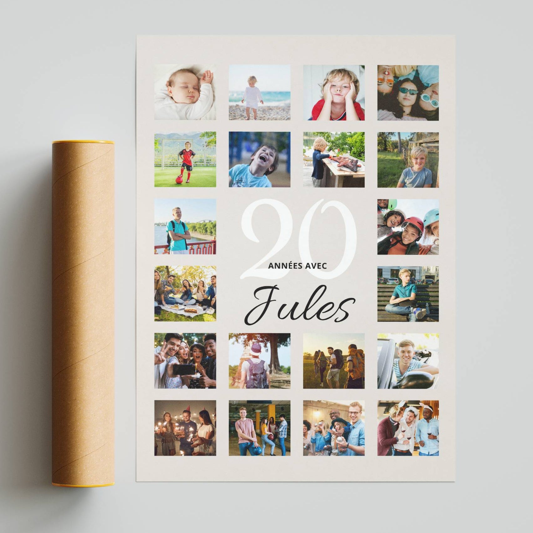 Cadeau anniversaire 20 ans pour fils avec photos souvenir personnalisées