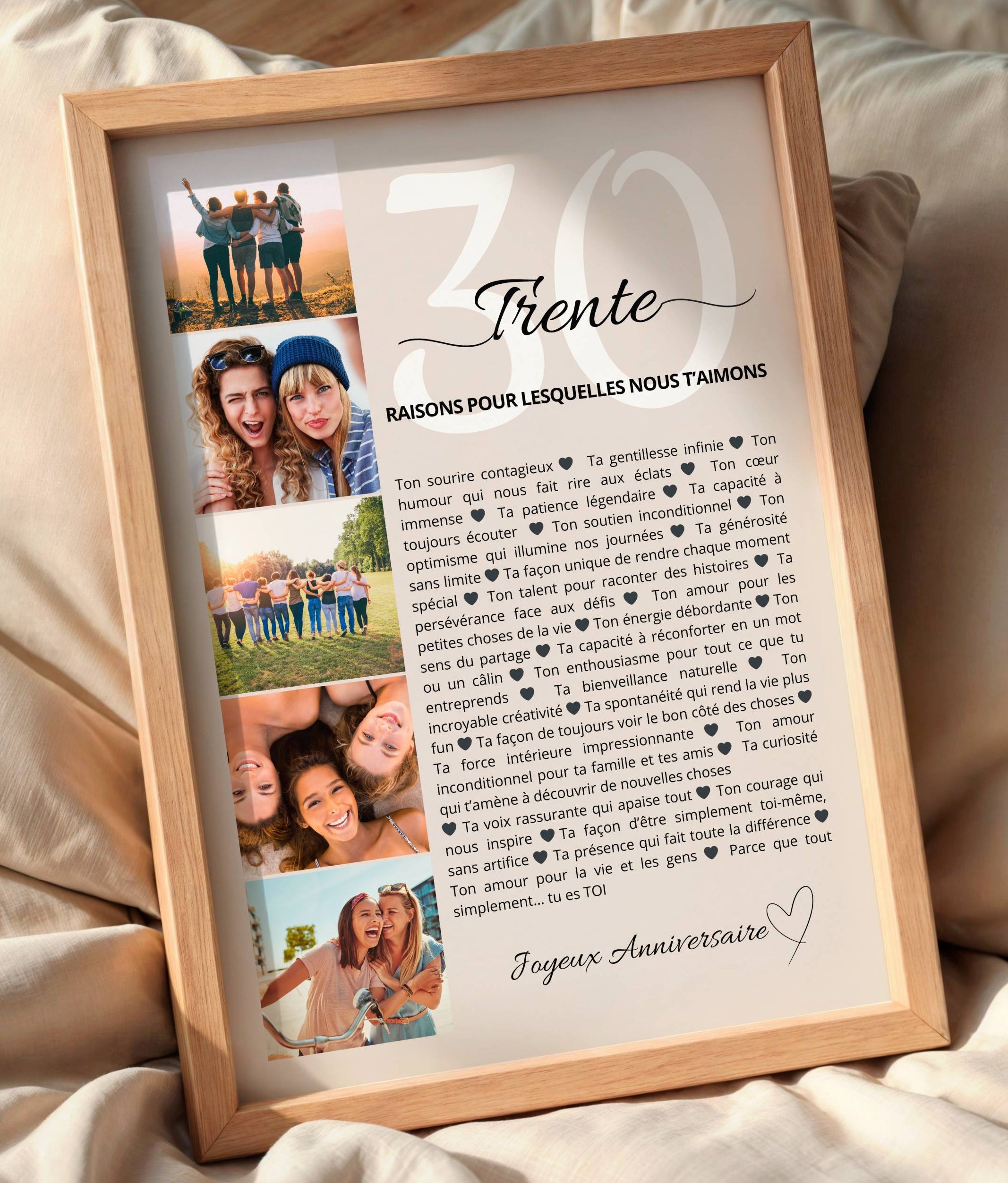 Affiche anniversaire 30 ans avec photos – cadeau original