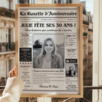 Affiche Gazette anniversaire 30 ans personnalisée avec photo principale et style journal vintage