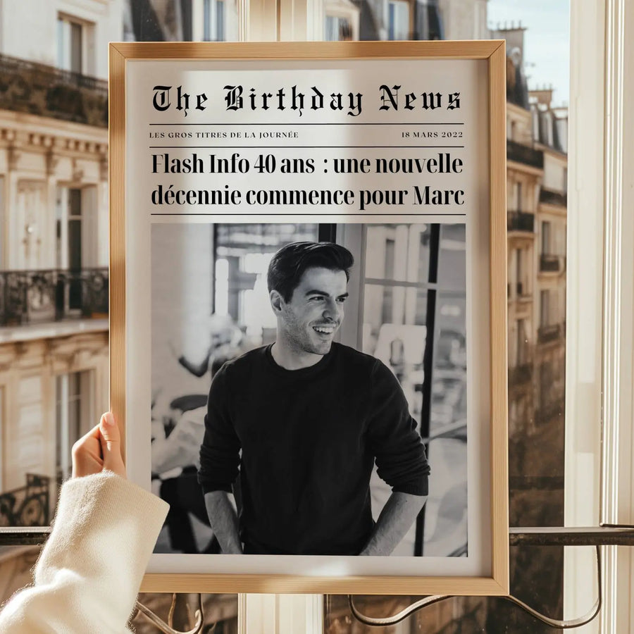 Affiche anniversaire 40 ans personnalisée avec photo et prénom