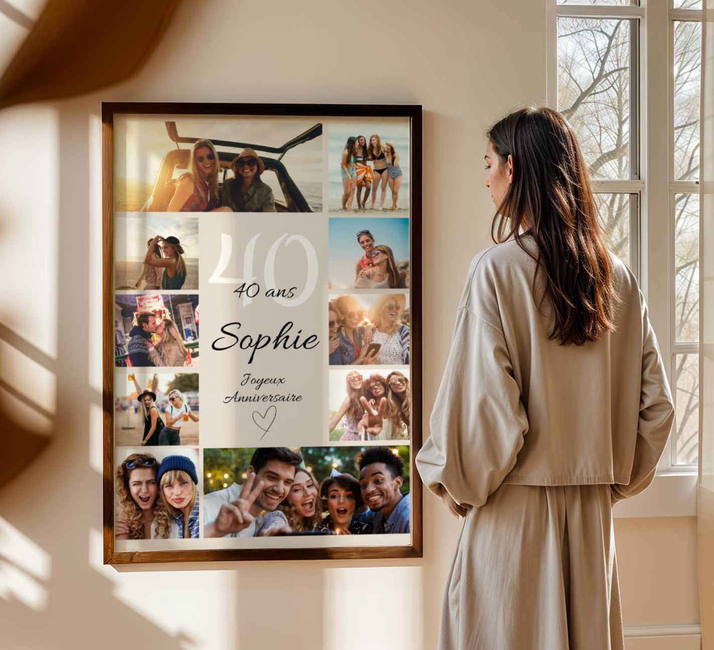 Affiche personnalisée 40 ans avec photos – idée cadeau original et émotionne