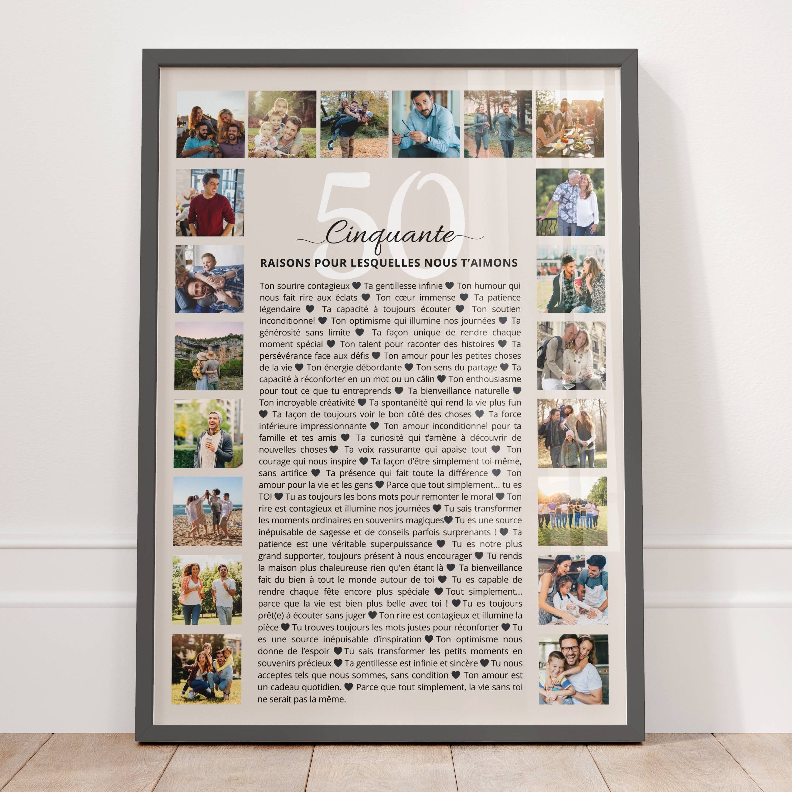 Affiche 50 ans personnalisée avec photos souvenirs