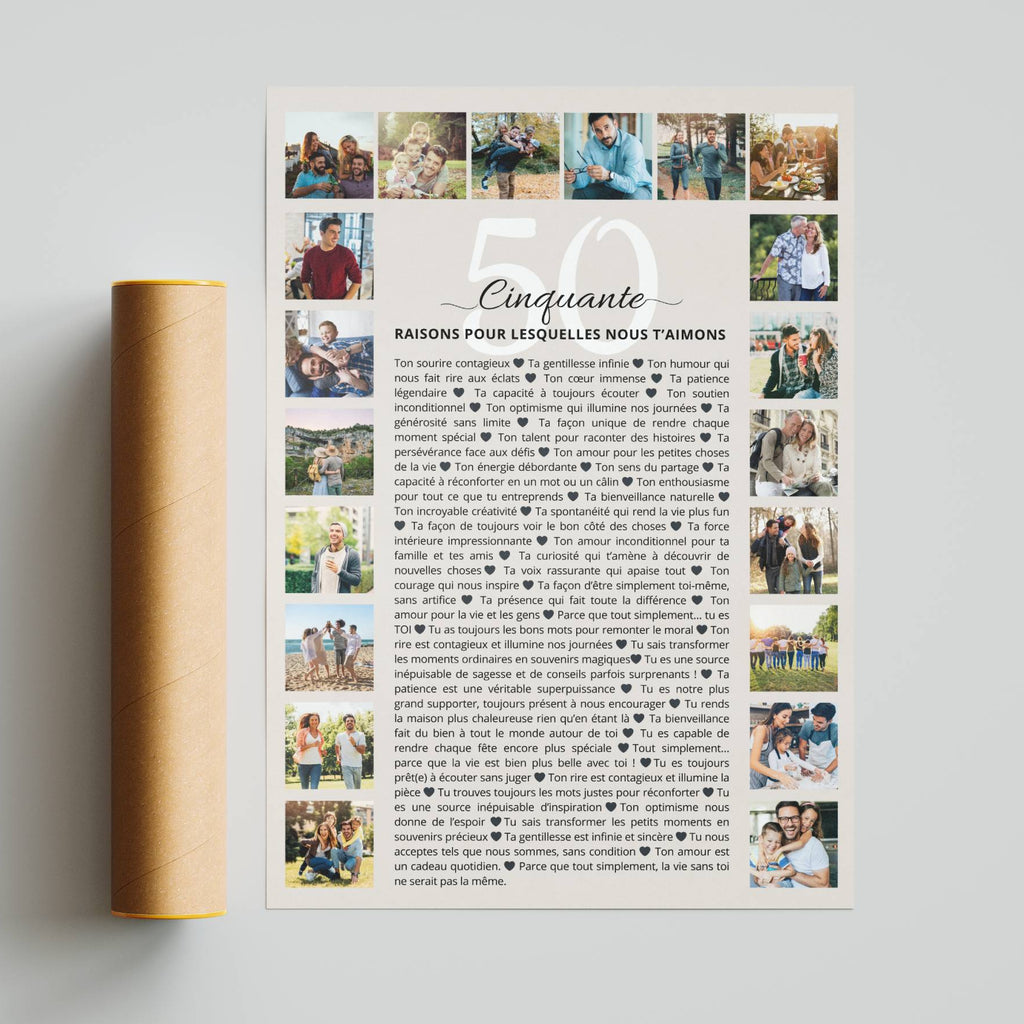 Affiche décorative 50 ans personnalisée – souvenir unique
