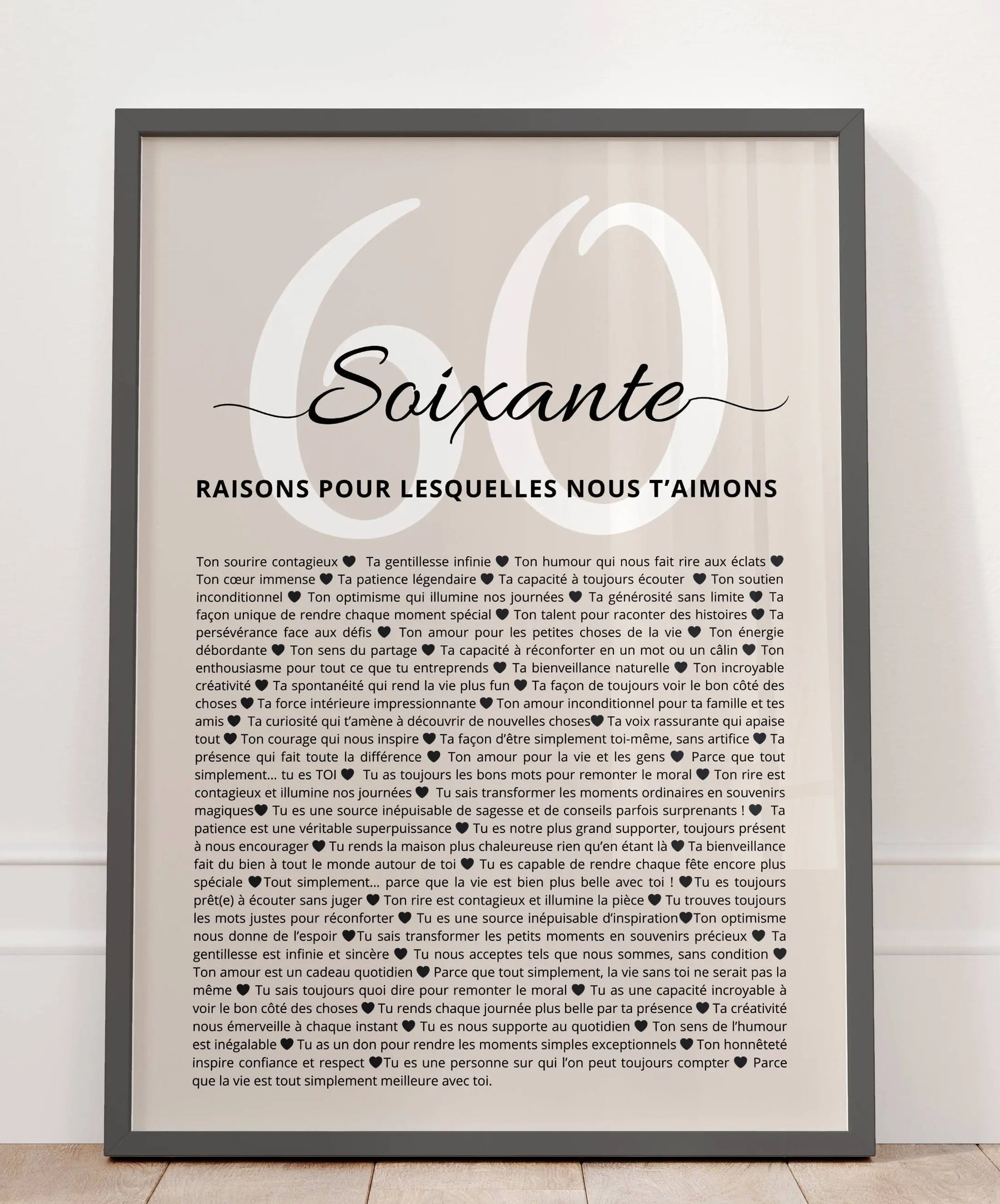 Affiche déco murale 60 ans – idée cadeau famille
