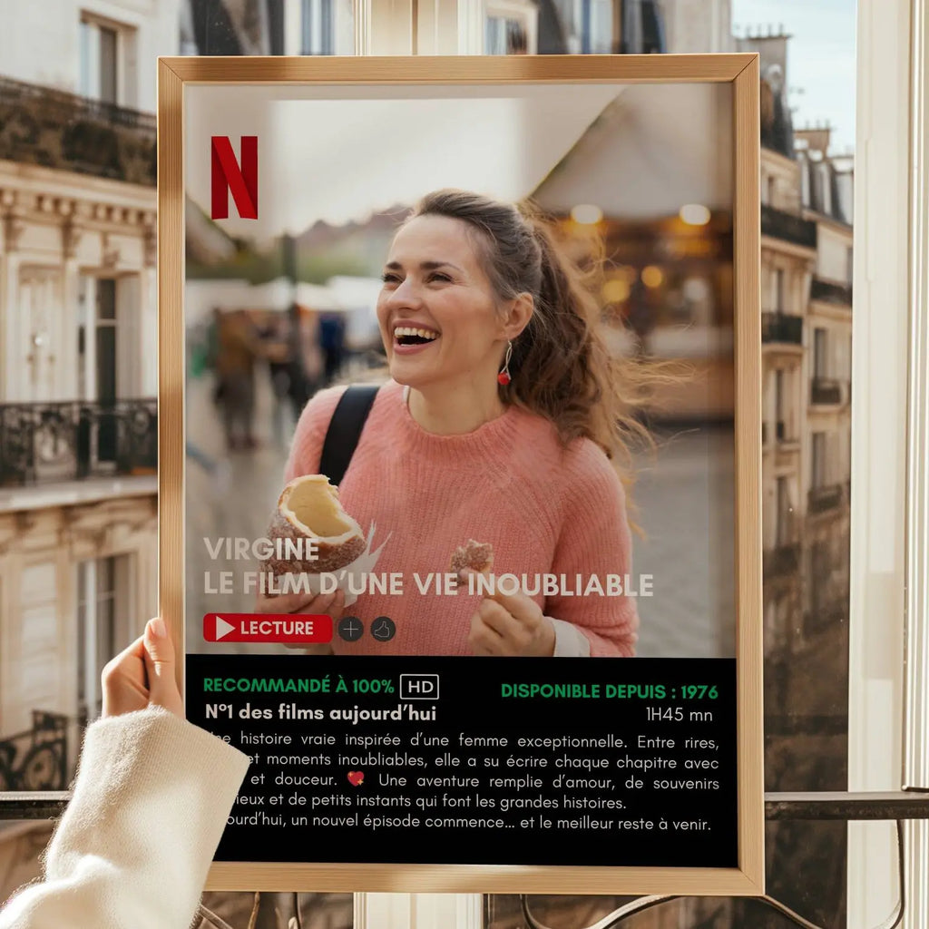 Affiche Netflix personnalisée anniversaire femme avec photo, cadeau original et émouvant pour un anniversaire unique