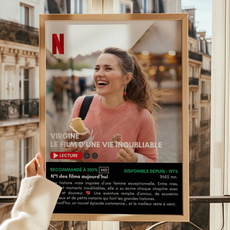 Affiche Netflix personnalisée anniversaire femme avec photo, cadeau original et émouvant pour un anniversaire unique