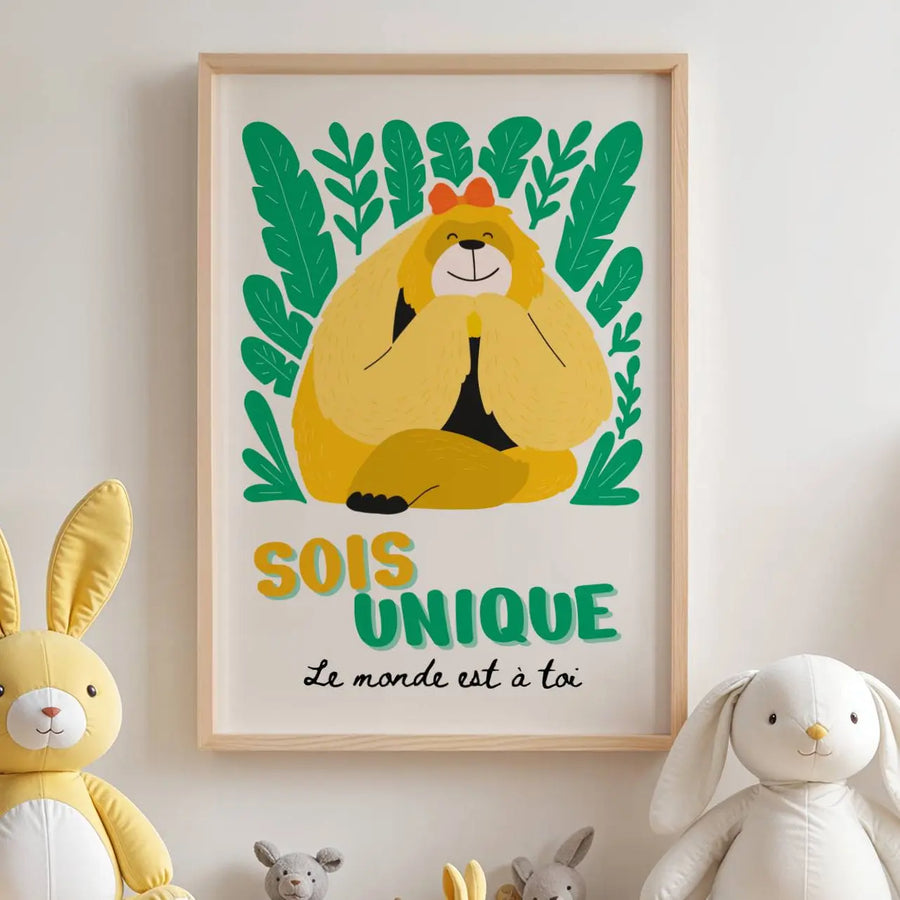 Affiche enfant décoration murale chambre bébé illustration animal design doux et moderne