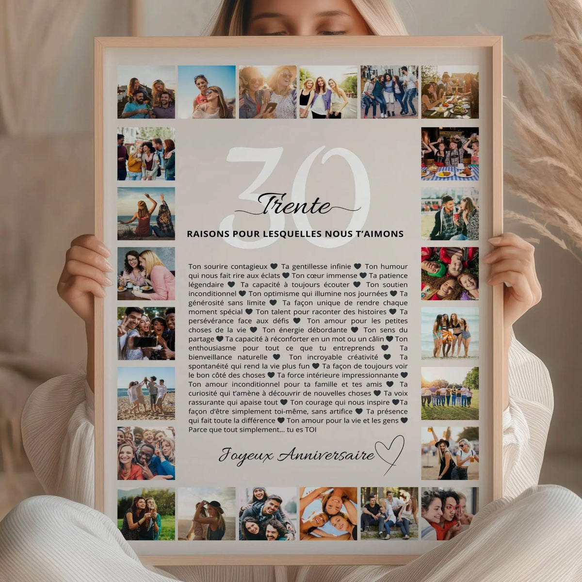 30 raisons de t’aimer – affiche personnalisée