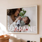 Message Marraine pour la vie imprimé sur affiche personnalisée pleine d'émotion destinée à une marraine