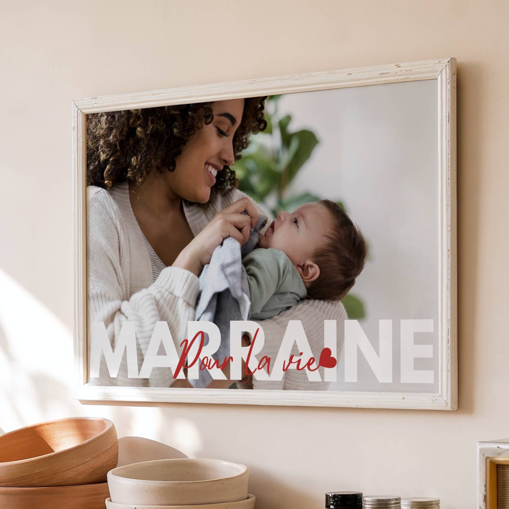 Message Marraine pour la vie imprimé sur affiche personnalisée pleine d'émotion destinée à une marraine