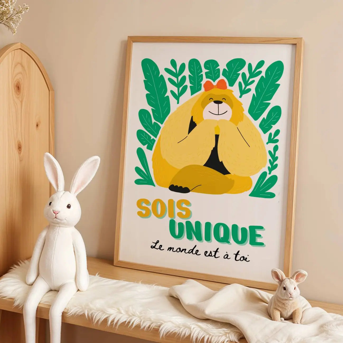 Affiche enfant avec message sois unique le monde est à toi illustration positive cadeau bébé