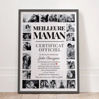Affiche meilleure maman certificat personnalisé avec photos et texte cadeau émotion fête des mères