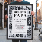 Affiche certificat papa personnalisée encadrée avec photos souvenir famille