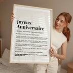 Poster Joyeux Anniversaire – typographies élégantes noir sur beige