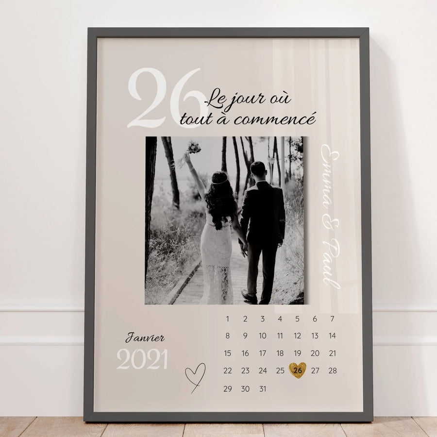 Affiche couple personnalisée – Anniversaire mariage, date de rencontre