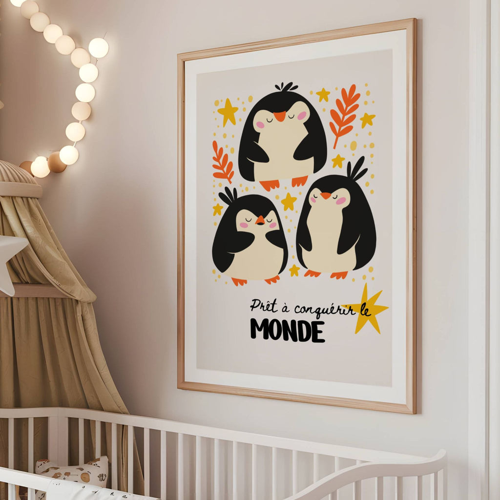 Affiche crèche – message “Prêt à conquérir le monde”