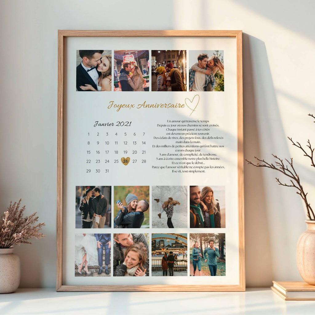 Affiche anniversaire de couple personnalisée