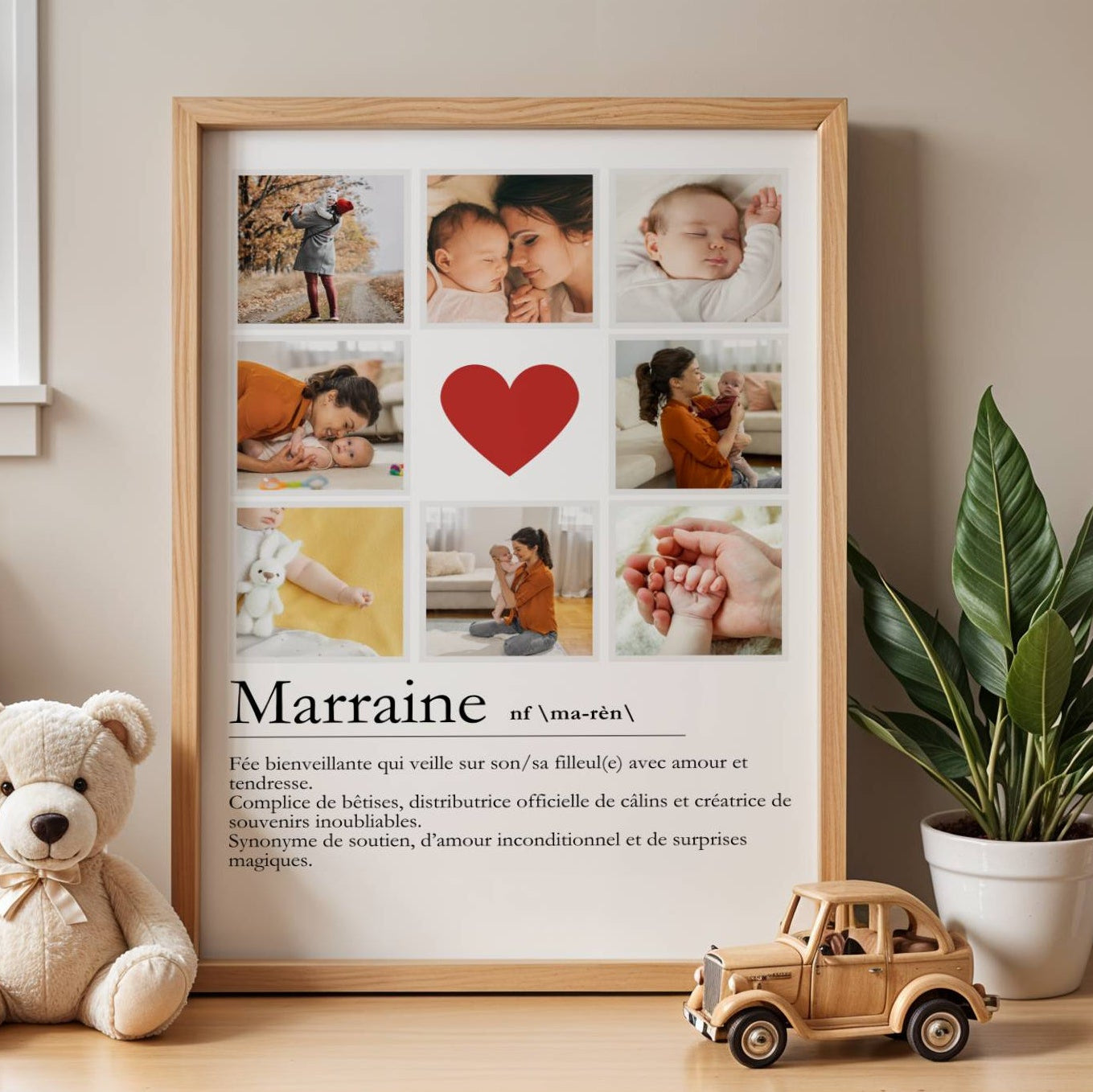 personnalisée
Affiche personnalisée avec définition marraine et photos – cadeau filleul filleule