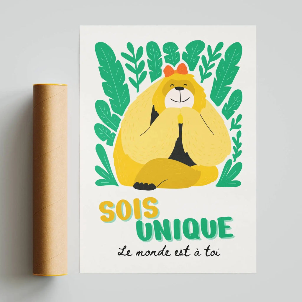 Idée cadeau naissance original affiche personnalisée bébé illustration tendre cadeau parents