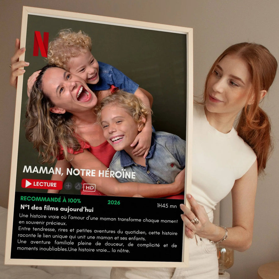 Affiche photo personnalisée maman inspirée Netflix – idée cadeau original pour maman