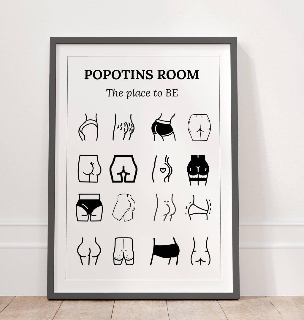 Affiche humour toilettes “Popotins Room” – déco WC