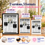 Affiche journal 20 ans disponible en A4, 30 x 40 et 45 x 60 cm, avec cadres noir, bois clair ou blanc