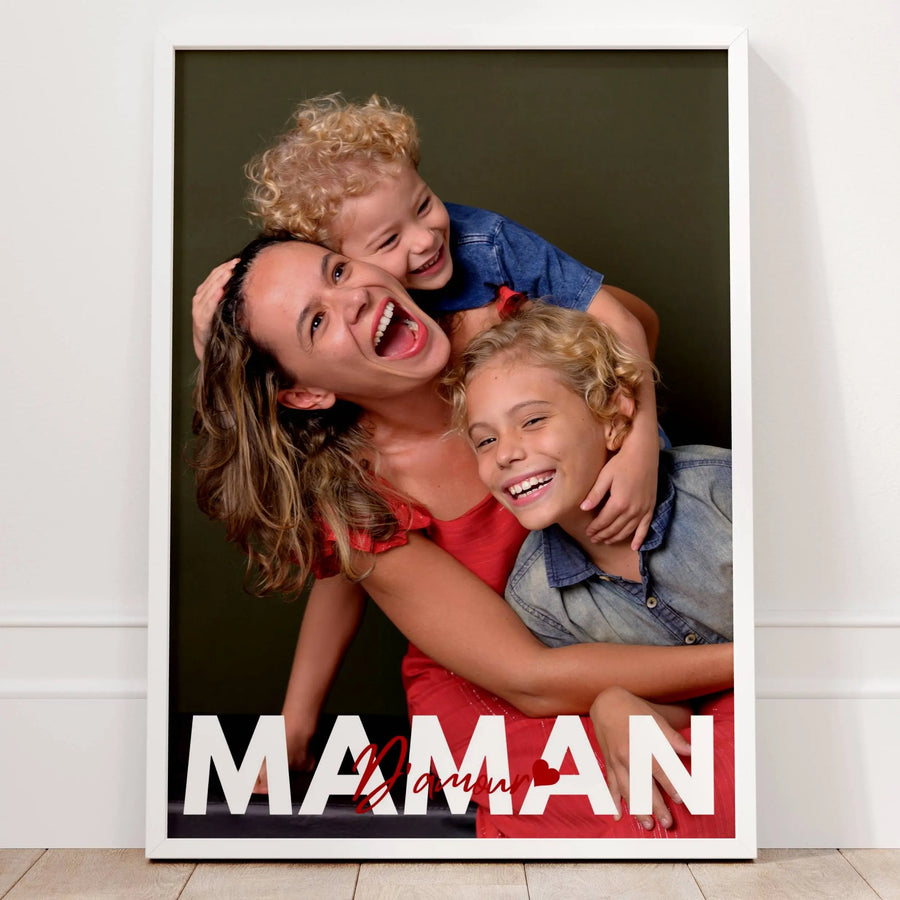 Affiche maman d’amour personnalisée avec photo famille