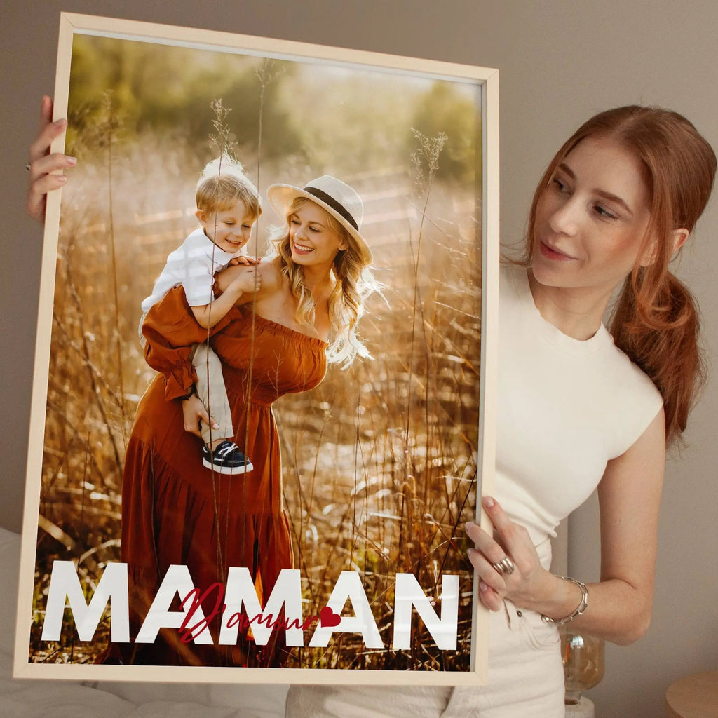 Cadeau maman personnalisé avec affiche photo famille