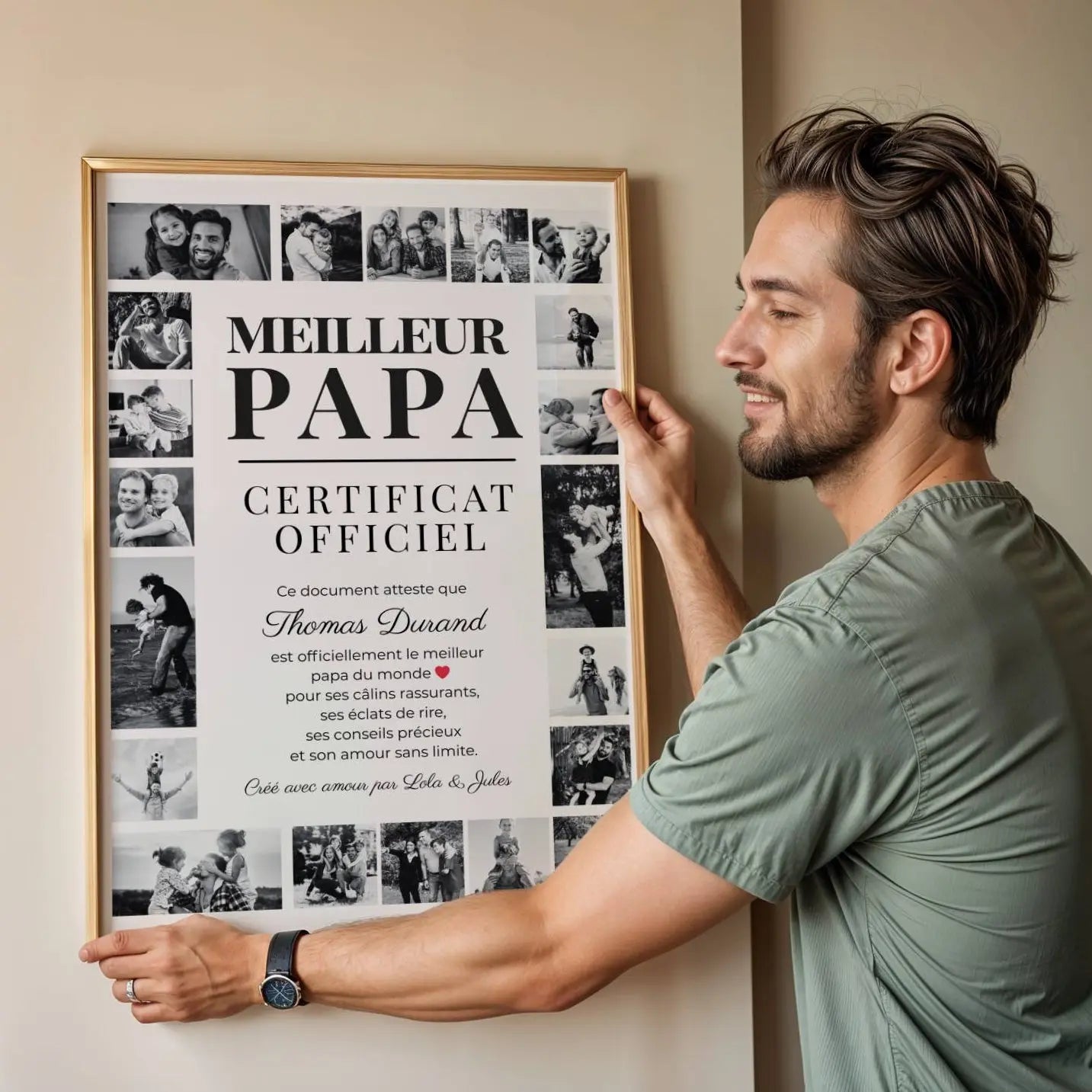 Affiche papa personnalisée avec photos prête à offrir