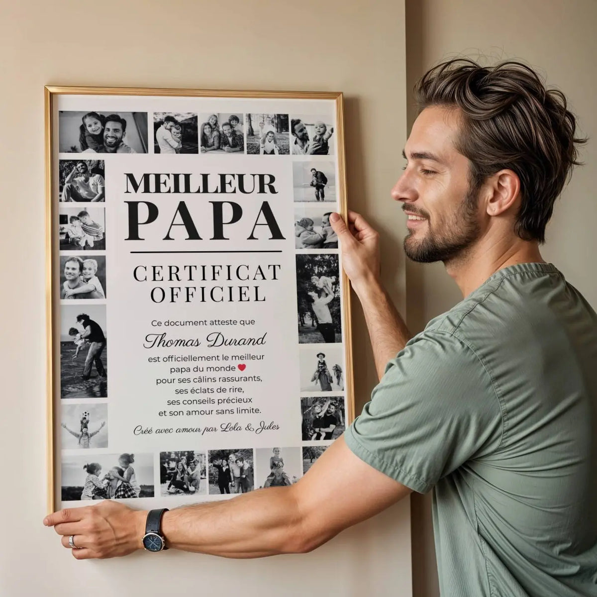 Affiche papa personnalisée avec photos prête à offrir