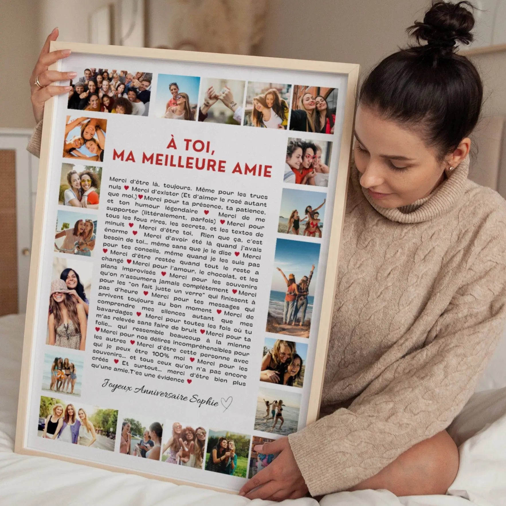 Affiche personnalisée meilleure amie avec photos et texte émotion cadeau anniversaire amie original