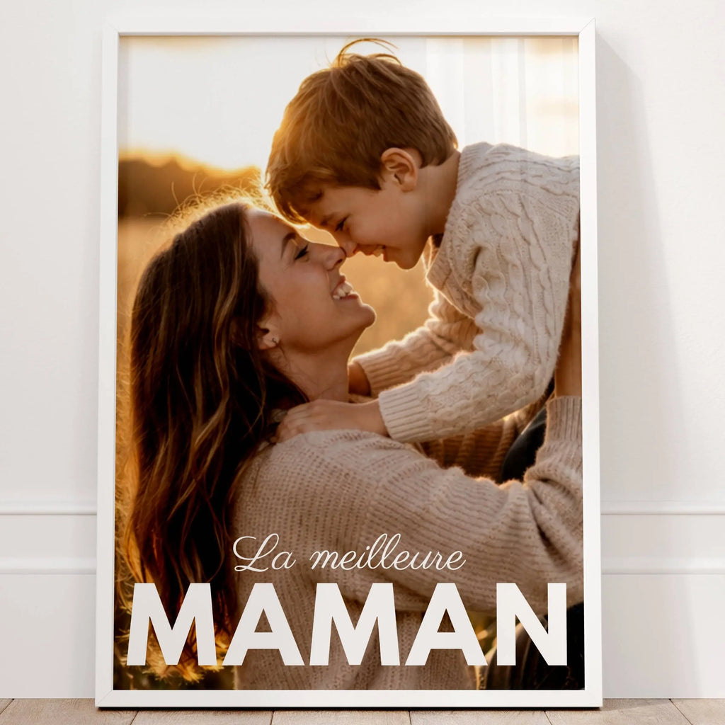 Affiche personnalisée la meilleure maman avec photo mère et enfant – idée cadeau fête des mères