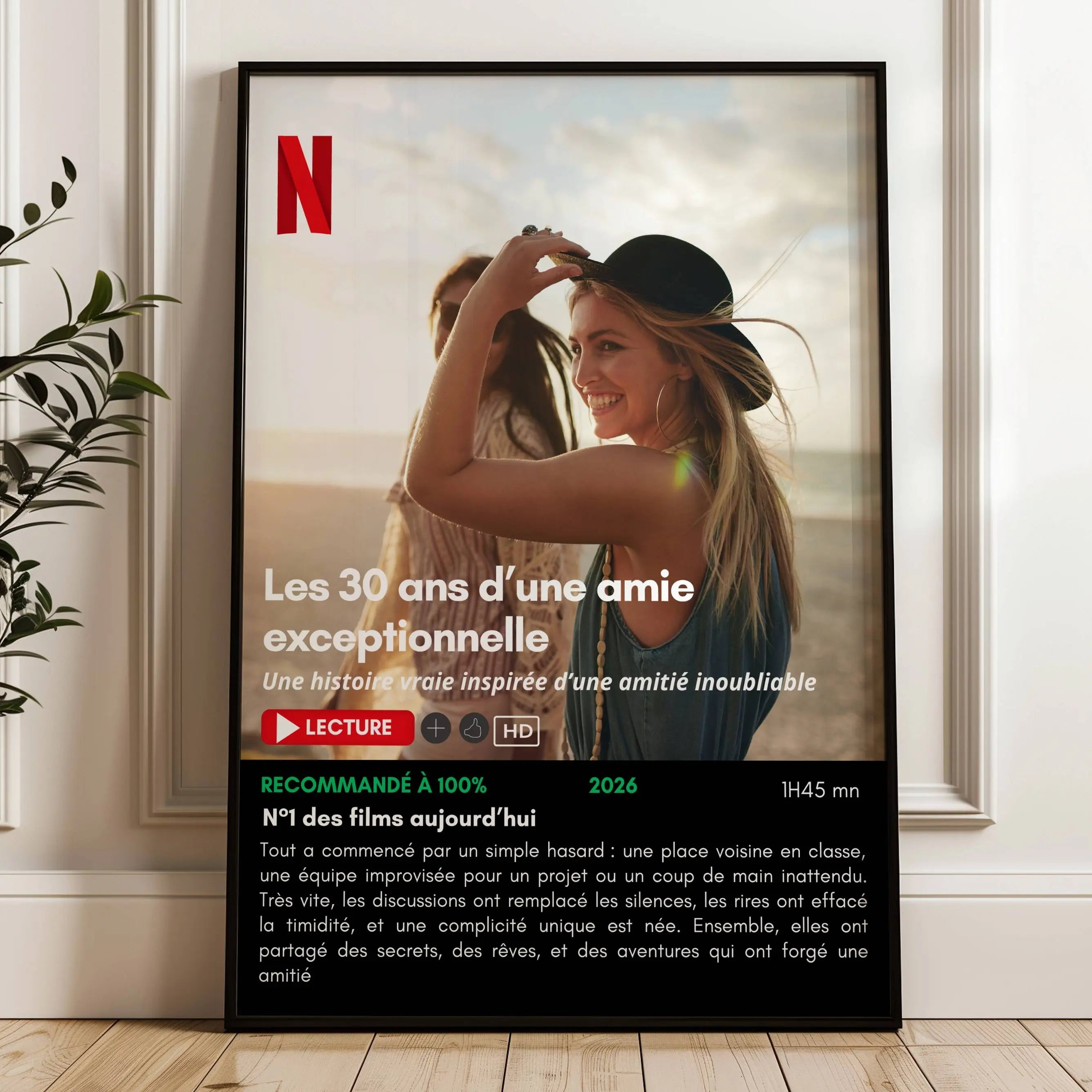 Affiche Netflix personnalisée meilleure amie anniversaire avec photo et texte souvenir