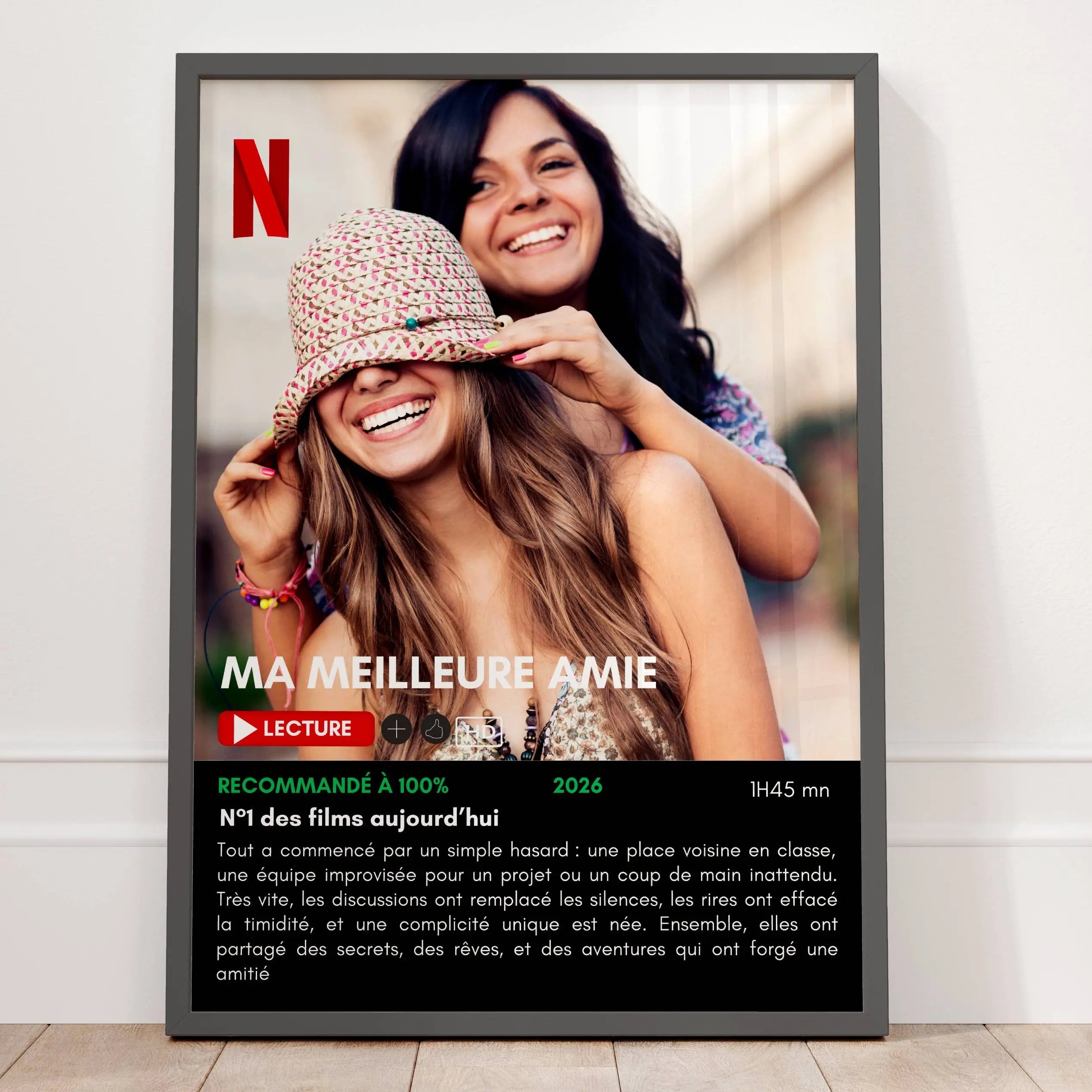 Poster Netflix personnalisé amitié avec photo et texte souvenir complice