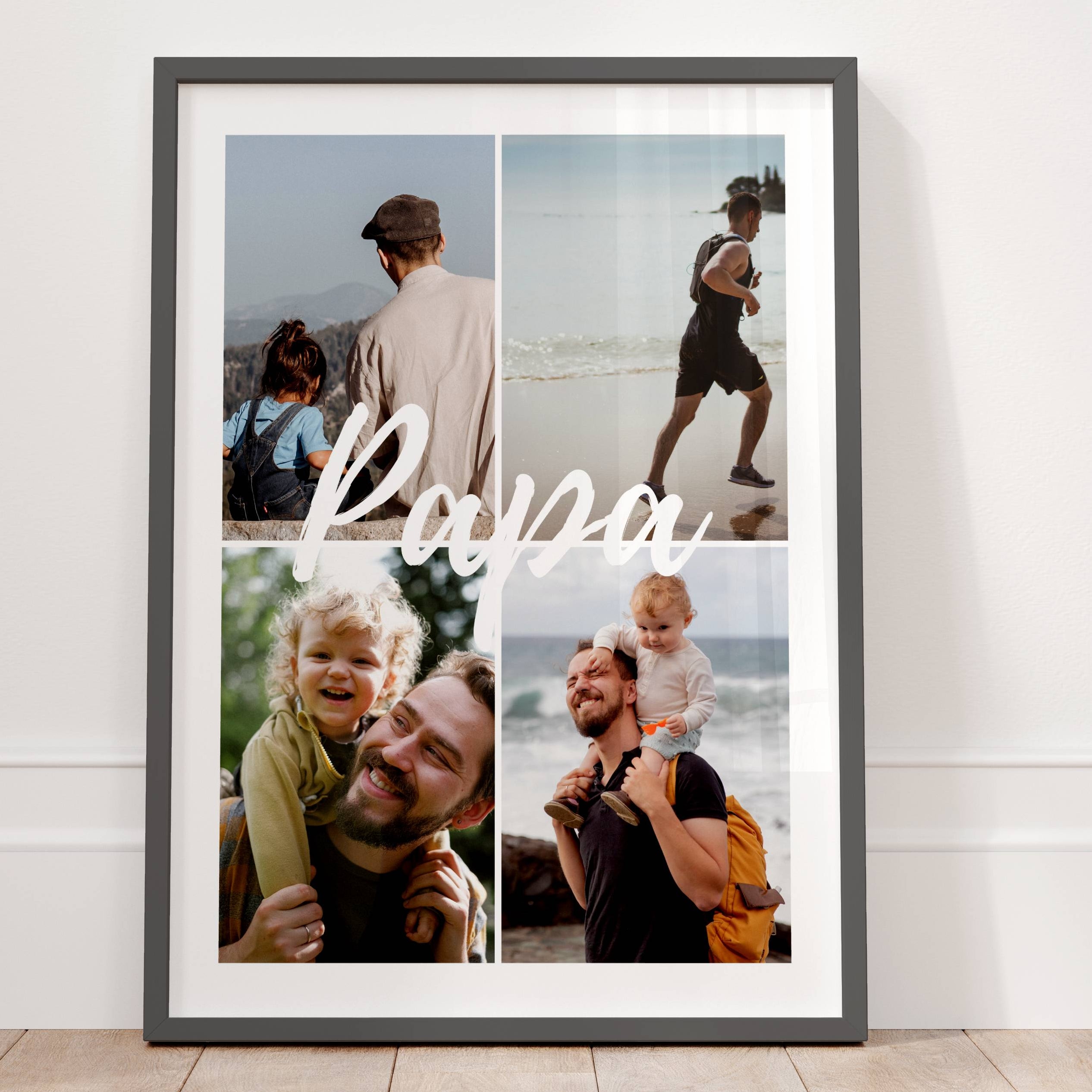 Affiche papa personnalisée avec photos souvenir et prénom, idée cadeau émotion fête des pères ou anniversaire