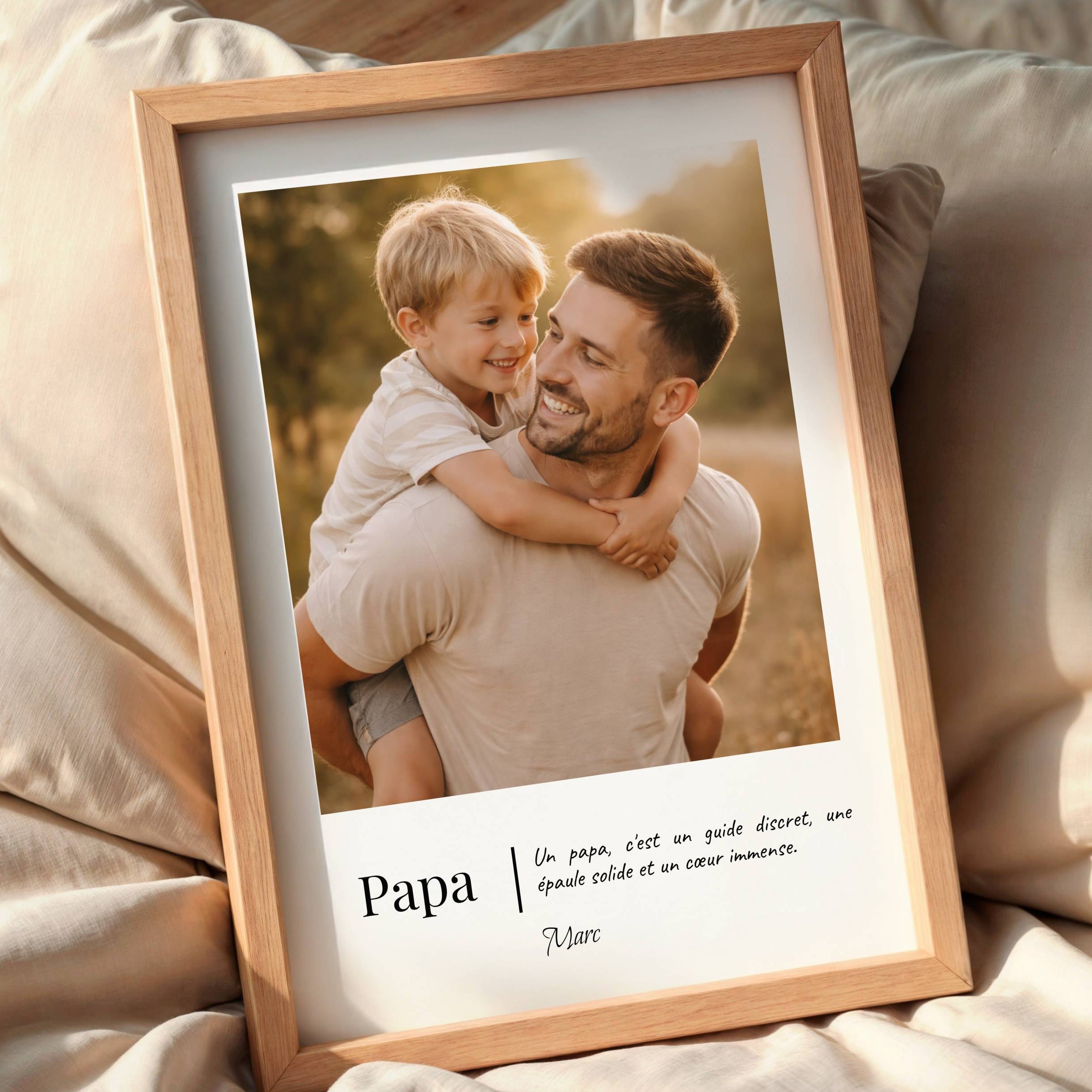 Idée cadeau fête des pères personnalisé affiche papa avec photo souvenir