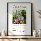 Affiche parrain personnalisée avec photo, prénoms et date de baptême
