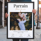 Cadeau parrain personnalisé avec photo, affiche Parrain pour la vie avec prénoms