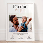 Affiche parrain personnalisée avec photo et prénoms, idée cadeau baptême