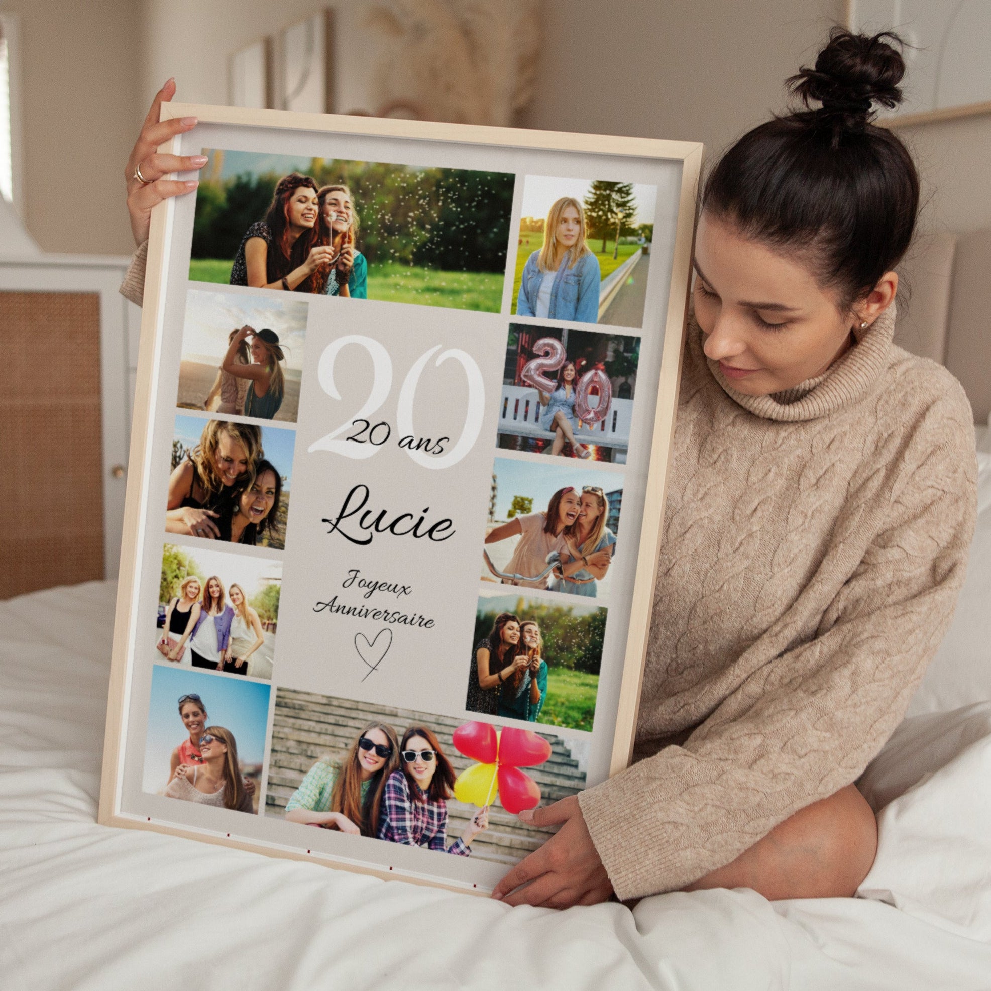 Affiche personnalisée 20 ans avec photos – idée cadeau original et inoubliable