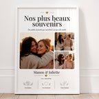 Détail d’une affiche cadeau meilleure amie avec prénoms, date personnalisée et message tendre sur les souvenirs partagés