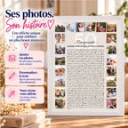Affiche photo personnalisée 50 raisons pour lesquelles nous t’aimons, avec présentation des étapes pour ajouter ses photos et personnaliser le texte.