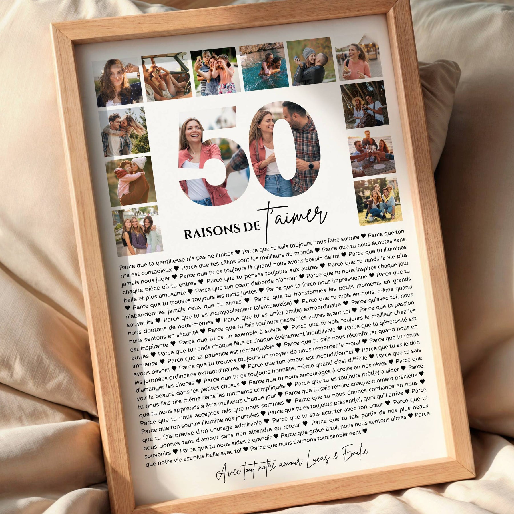 Cadeau personnalisé pour femme ou homme de 50 ans avec photos et texte souvenir personnalisé