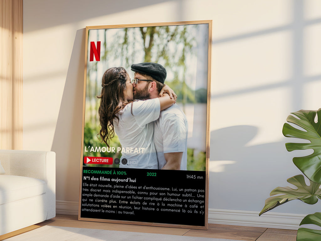 Poster style Netflix personnalisé avec acteurs, titre et décor